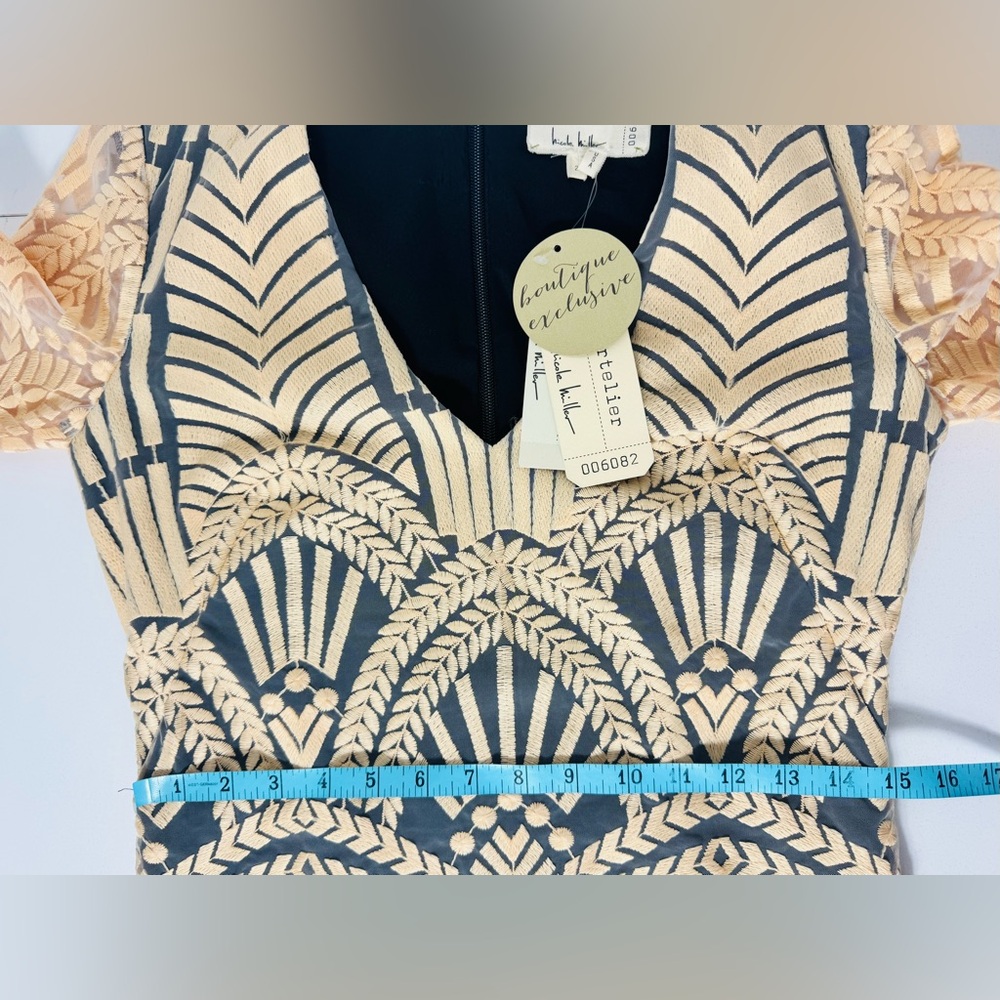 Nicole Miller Artelier Dress NWT Size 2 Embroidered Lined Cream $465 - Picture 8 of 9